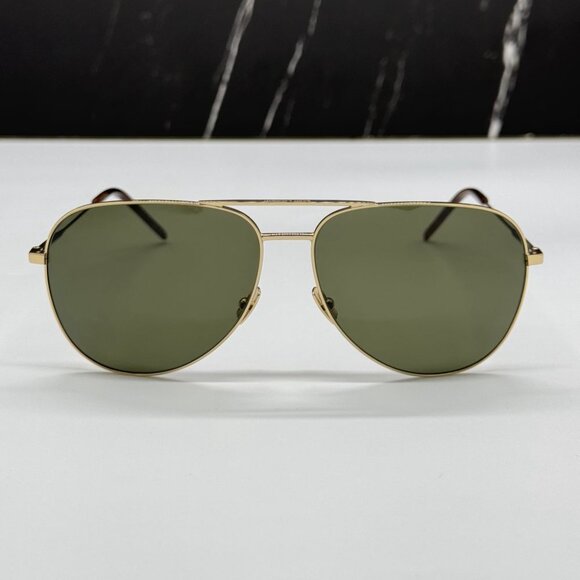 NEW SAINT LAURENT CLASSIC 11 028 GOLD/GREEN AVIATOR SUNGLASSES SAINT LAURENT - Picture 4 of 10